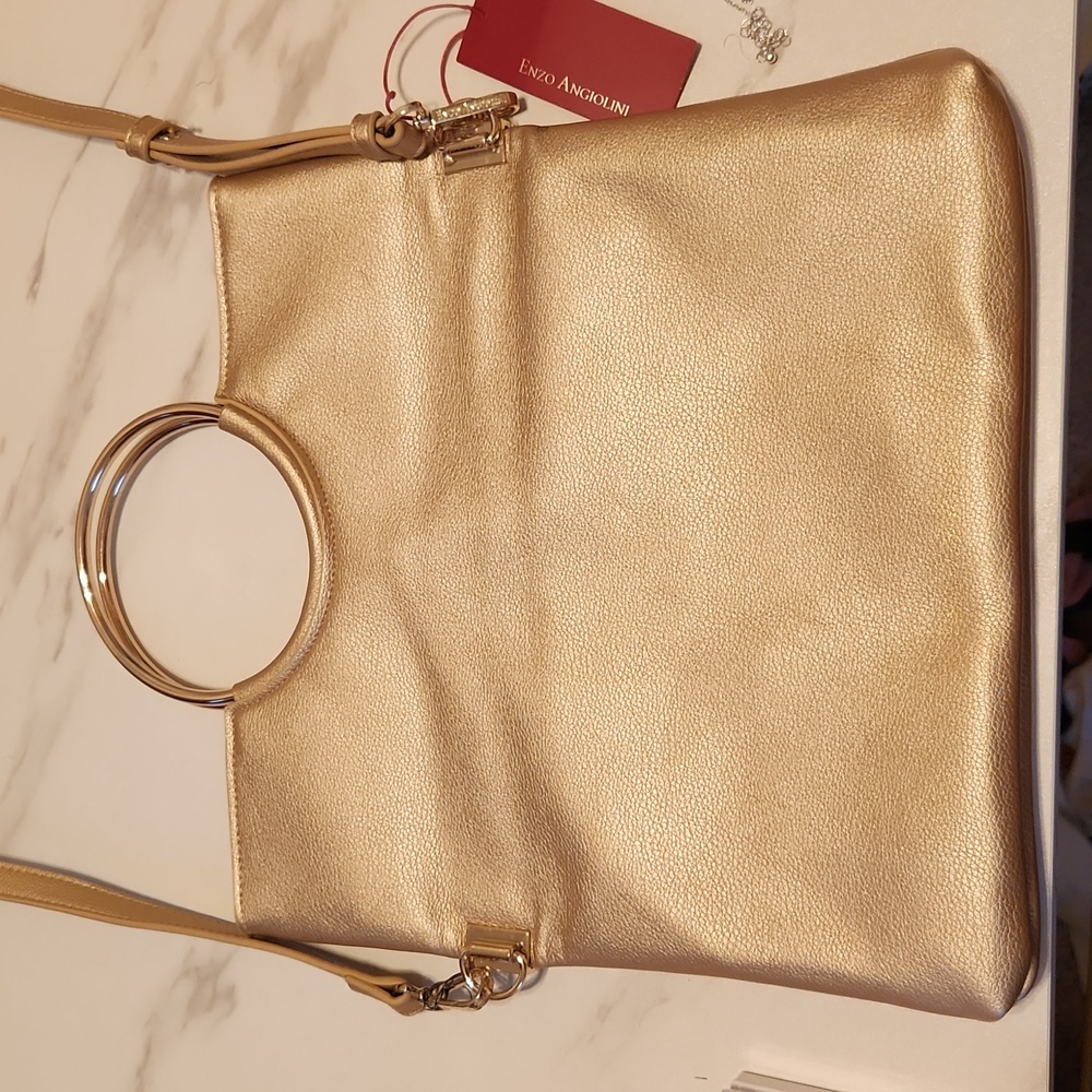 Enzo Angiolini Gold Handbag Crossbody New w/Tag